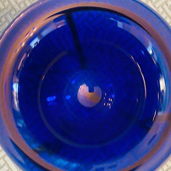 Cobalt Blue Glass Bowl with Gold Stand - Picture 4 of 5